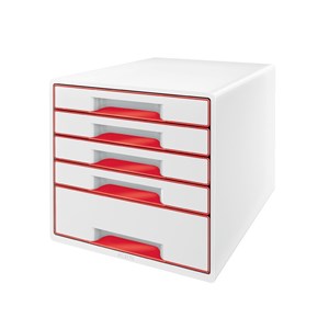 Obrázek Zásuvkový box Leitz WOW - 4+1 zásuvky / červená