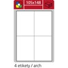 Obrázek Print etikety A4 pro laserový a inkoustový tisk / 30 archů - 105 x 148 mm (4 etikety / arch)