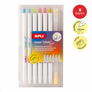 Obrázek Pastelky APLI Color Click Rainbow - 6 barev + ořezávátko