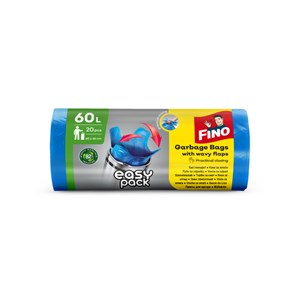 Obrázek Pytle do koše FINO Easy Pack vázací - 60x66 cm / 60 l / 18 my / 20 ks / modrá